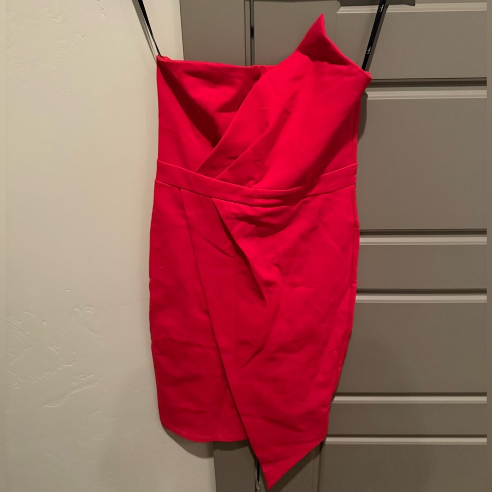 Lulus red strapless asymmetrical mini dress